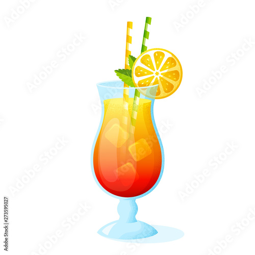 Summer cocktail isolated on white background. Vector.
