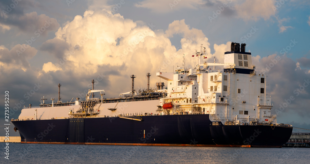 LNG tanker during the supply of liquefied gas to the LNG terminal in Swinoujscie in Poland