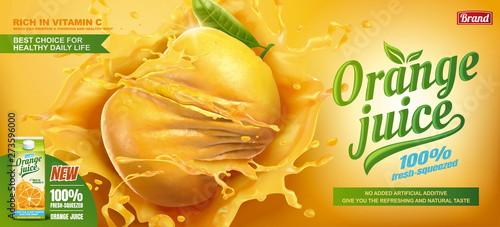 Refreshing orange juice ads