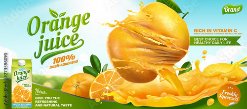 Refreshing orange juice ads