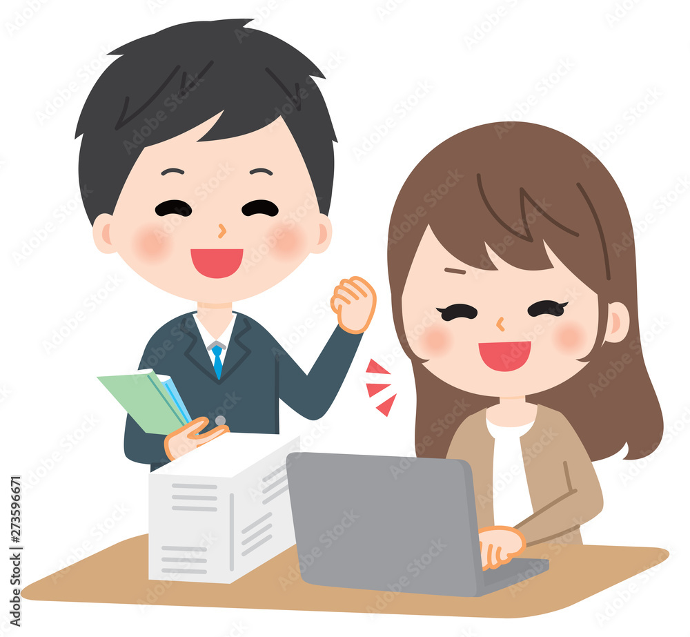 Illustration of a boss teaching a job Illustration of a boss teaching a job