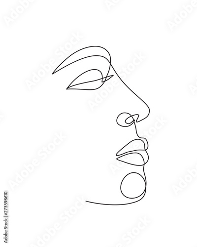 Abstract male face icon. Continuous line drawing. Editable vector line.