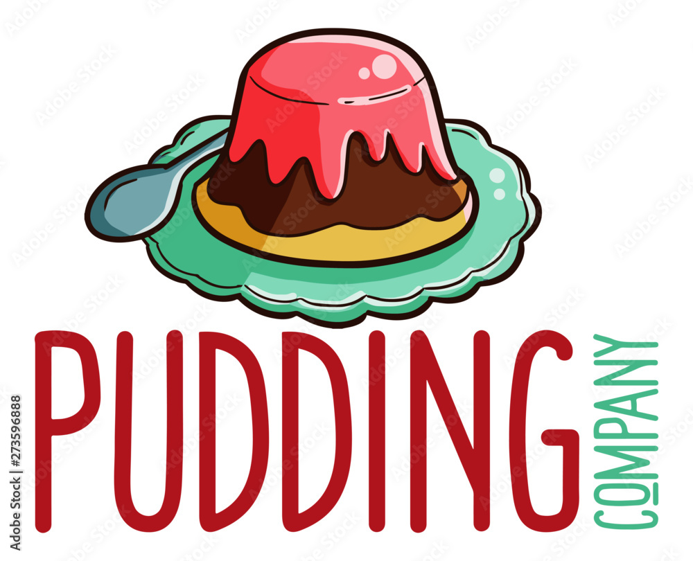 Cute and funny logo for pudding store or company Cute and funny logo for pudding store or company