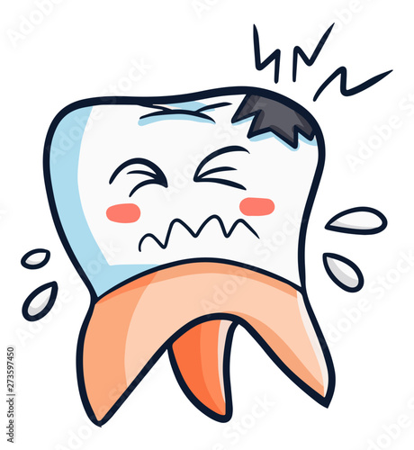 Cute and funny teeth get sick - vector