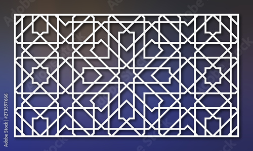 Decorative laser cutting panel. Traditional oriental vector pattern.