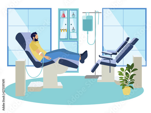 Blood transfusion point. Cartoon vector illustration flat