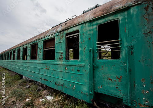 Old abandoned green train