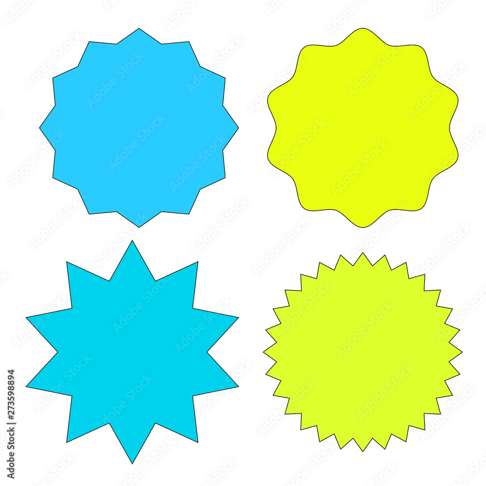 Set of multicolor starburst stamps on white background. Vector illustration Set of multicolor starburst stamps on white background. Vector illustration