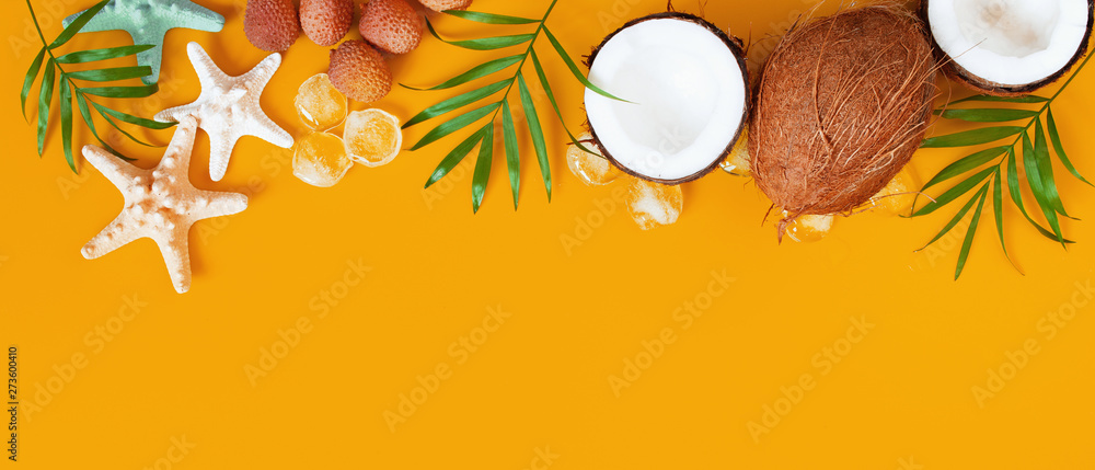 Bright yellow tropical summer banner Bright yellow tropical summer banner