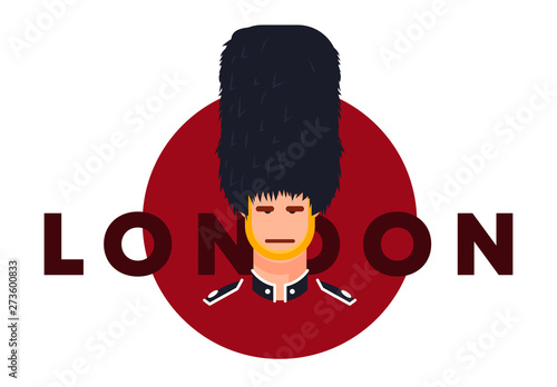 Vector illustration of a British guardsman in traditional form, with the inscription London