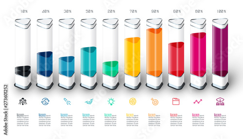 Bars chart infographics with colorful 3d piece.