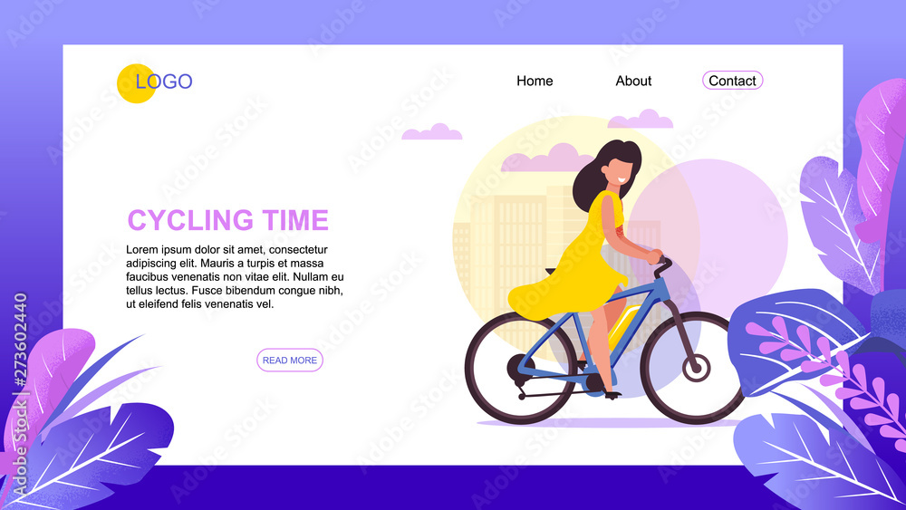 Fototapeta premium Outdoor Activities and Cycling Time Landing Page