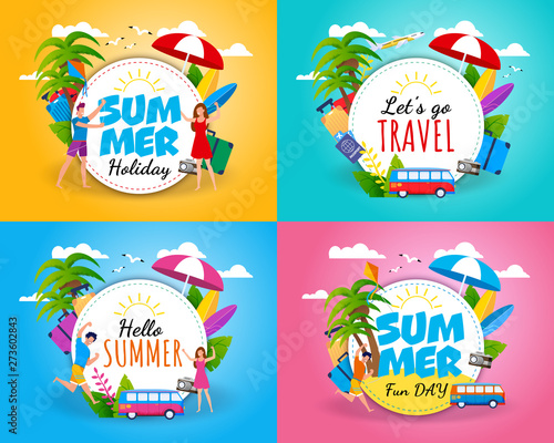 Greeting, Welcoming and Invitation Summer Card Set