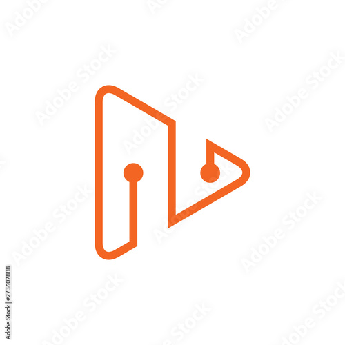 triangle linked dots line logo vector