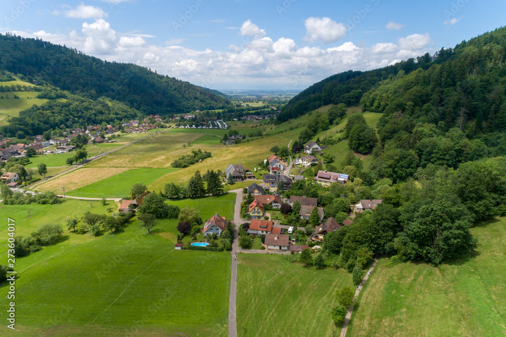 Aerial photo of the small climatic health resort Muenstertal in the southern Black Forest Aerial photo of the small climatic health resort Muenstertal in the southern Black Forest