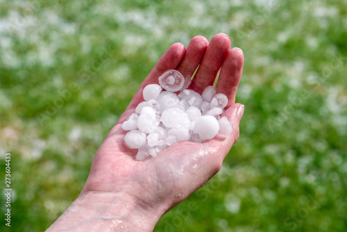 Hails in hand. Hailstorm
