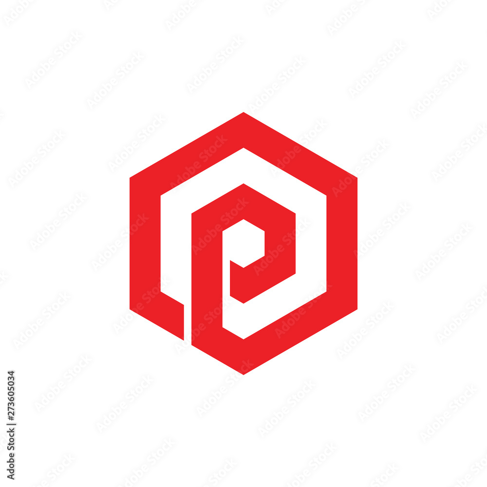 letter p hexagonal box logo vector letter p hexagonal box logo vector
