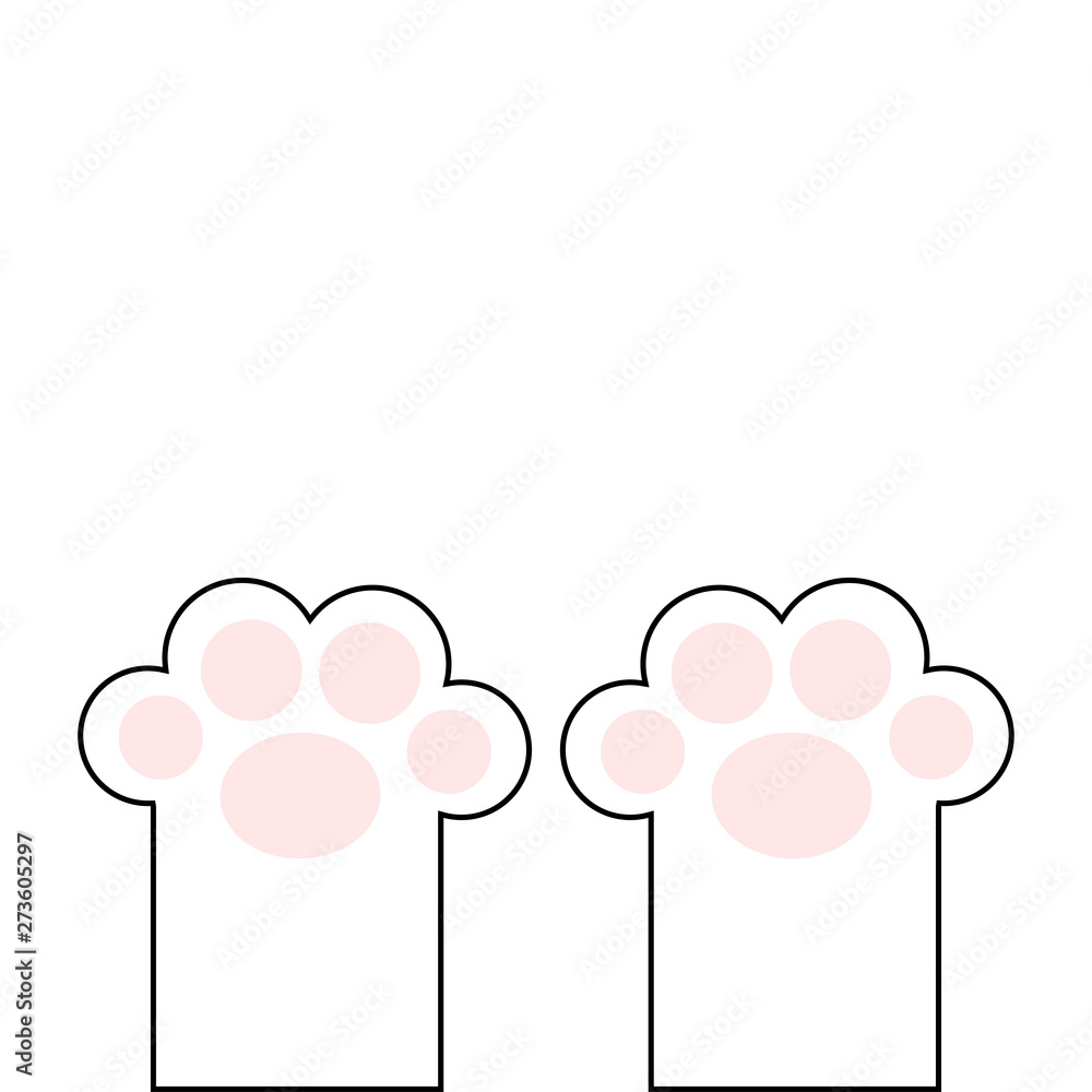 Cat paw print leg foot with pink pads. Cute cartoon kawaii funny character  body part line silhouette. Baby pet collection Flat design. White  background. Isolated. Stock Vector | Adobe Stock