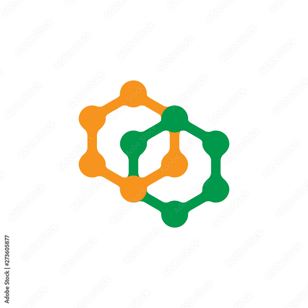 linked hexagonal dots simple logo vector linked hexagonal dots simple logo vector