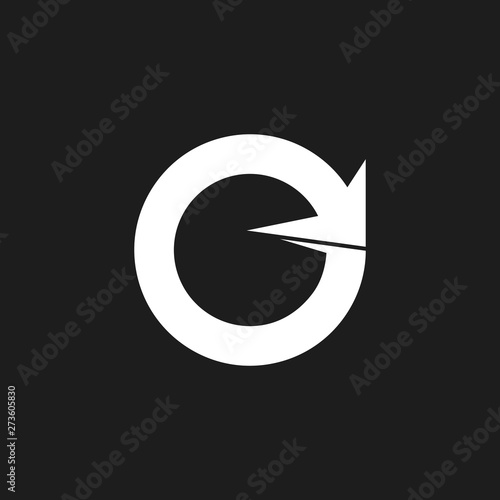 letter e circle geometric rotate arrow logo vector
