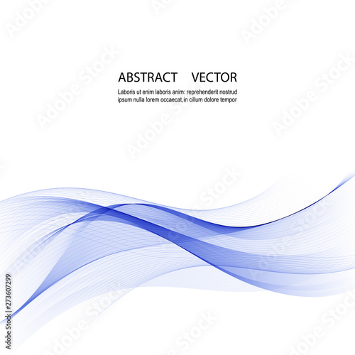 Vector abstract wave background. Blue transparent waves on white background. © guroolga