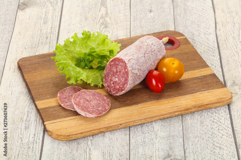 Italian dry Saliami pork sausage Italian dry Saliami pork sausage