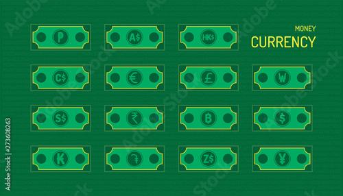 the money currency. beautiful color green background. vector illustration eps10
