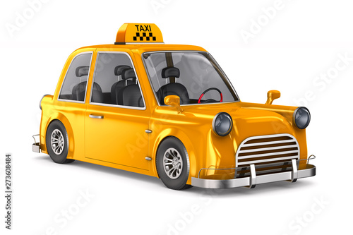 Yellow taxi on white background. Isolated 3D illustration