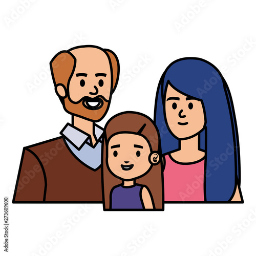 adults parents couple with little daughter