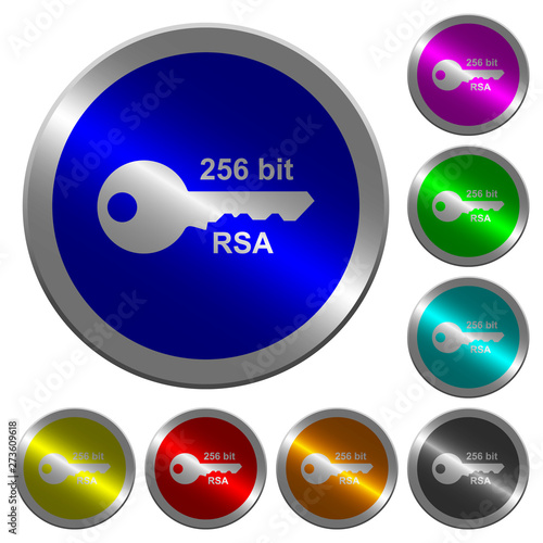 256 bit rsa encryption luminous coin-like round color buttons