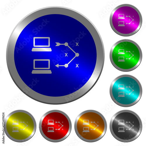 Traceroute remote computer luminous coin-like round color buttons