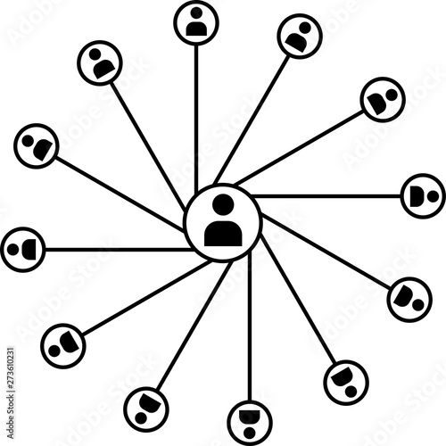 Network Connection, Hub, Social Network Isolated Flat Line Icon