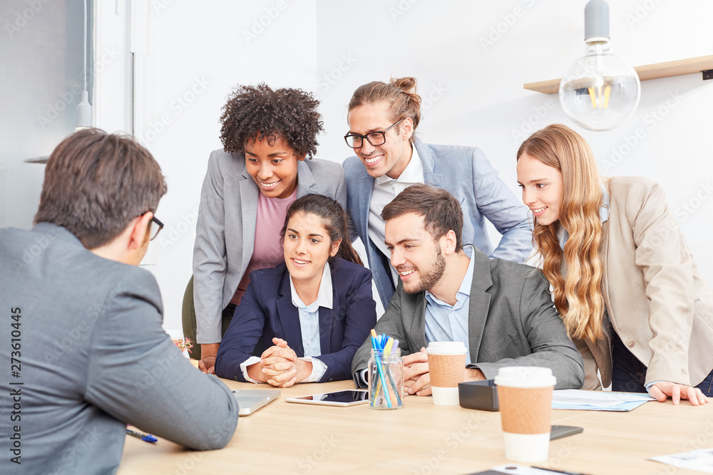 Start-up team in a training or presentation Start-up team in a training or presentation