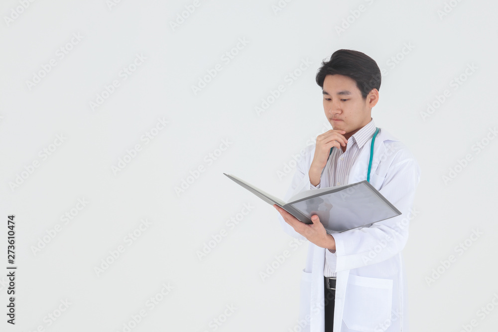 Portrait of young Asian happy and smile male medical doctor with stethoscop Portrait of young Asian happy and smile male medical doctor with stethoscop