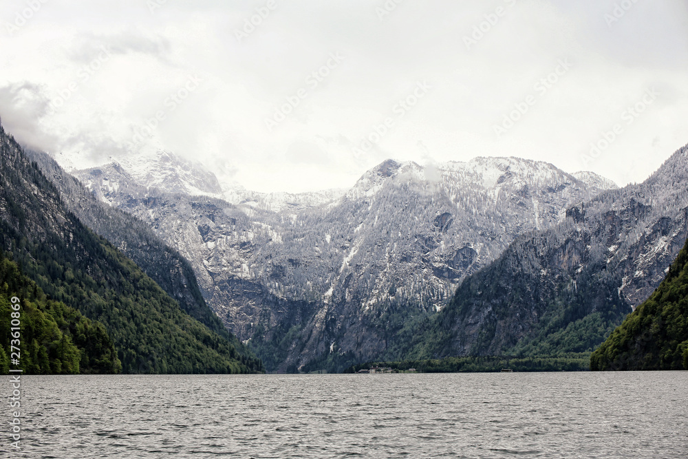 Koeningssee lake panorama with Alpine scenery