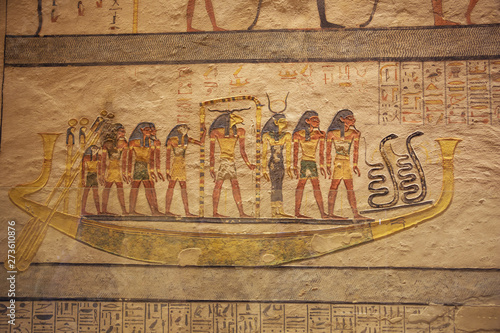 Fotografia Hathor on board of the solar boat in the tomb of Ramesses IX