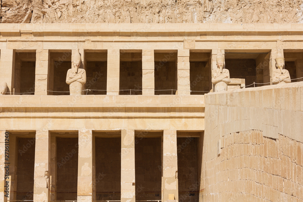 Naklejka premium Detail of the right hand side of the Temple of Hatshepsut in the vicinity of Luxor