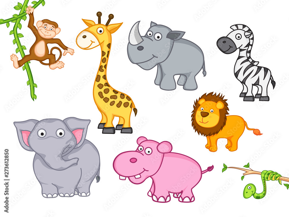Cute funny cartoon animal.