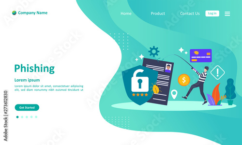 phishing online threat concept, Hacker stealing data account, Suitable for web landing page, ui, mobile app, banner template. Vector Illustration