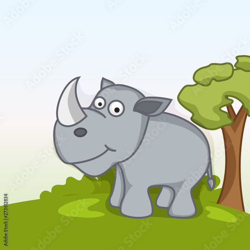 Funny cute rhinoceros cartoon.