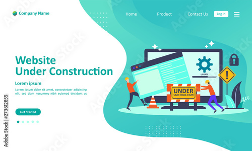 Website is Under Construction concept, A team Fixing web system, updating the server by developers  Suitable for web landing page, ui, mobile app, banner template. Vector Illustration 