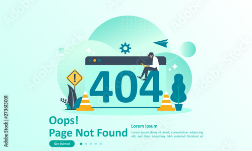Error 404, Page Not Found Concept. Suitable for web landing page, ui, mobile app, banner template. Vector Illustration 