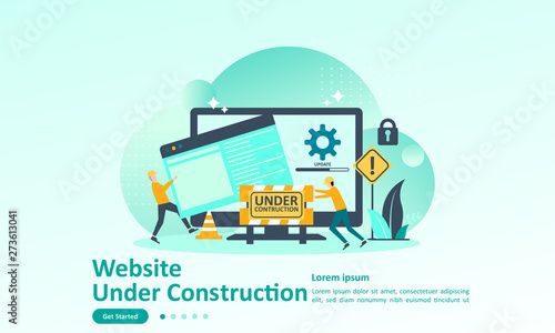 Website is Under Construction concept, A team Fixing web system, updating the server by developers  Suitable for web landing page, ui, mobile app, banner template. Vector Illustration 