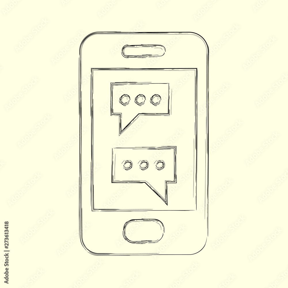Smartphone line art icon, outline style vector illustration, simple mobile phone. Hand drawn sketch Smartphone line art icon, outline style vector illustration, simple mobile phone. Hand drawn sketch