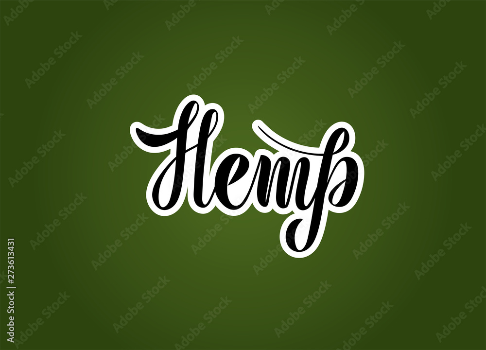 Vector illustration for environmental theme with handwritten phrase - Hemp