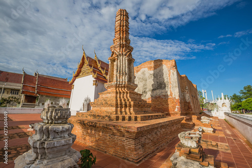 Historic site of Thai Temple, Wat Yai Chom Prasat - Samut Sakhon, Thailand photo