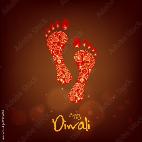 Diwali celeberations with footprints of Goddess Laxmi.