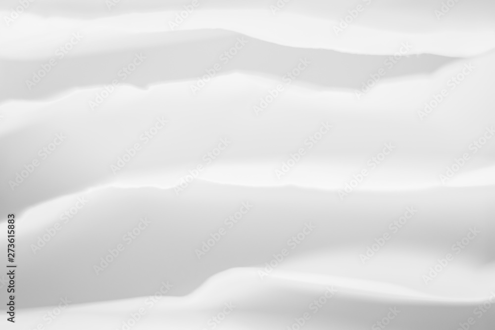 Obraz premium Closeup of white paper layers stack. Abstract art background. Blur cloud waves design. Copy space.