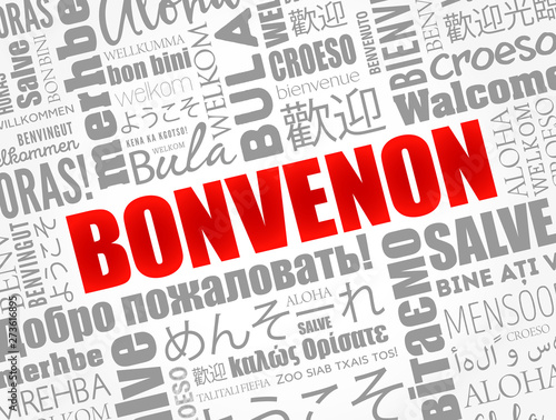 Bonvenon (Welcome in Esperanto) word cloud in different languages
