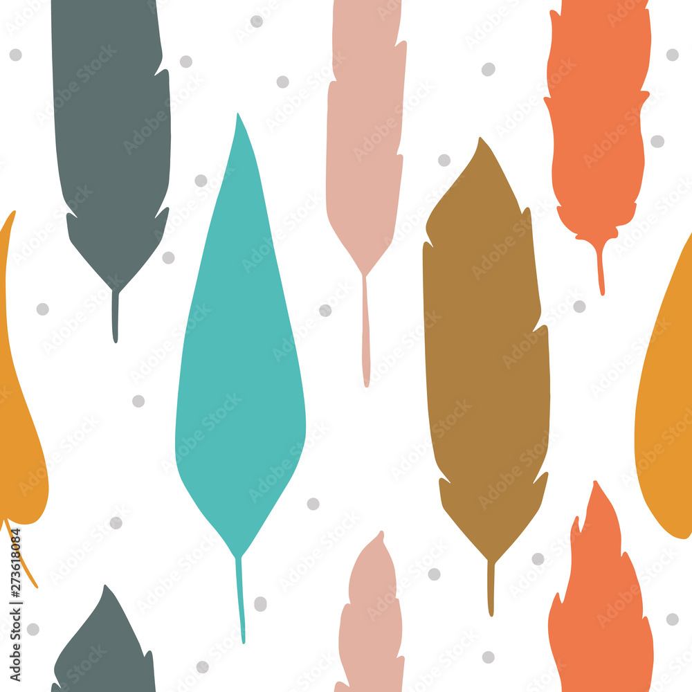 Seamless pattern with hand drawn feathers on a white background. Tribal Feathers. Vector design for wrapping paper, textile. Seamless pattern with hand drawn feathers on a white background. Tribal Feathers. Vector design for wrapping paper, textile.